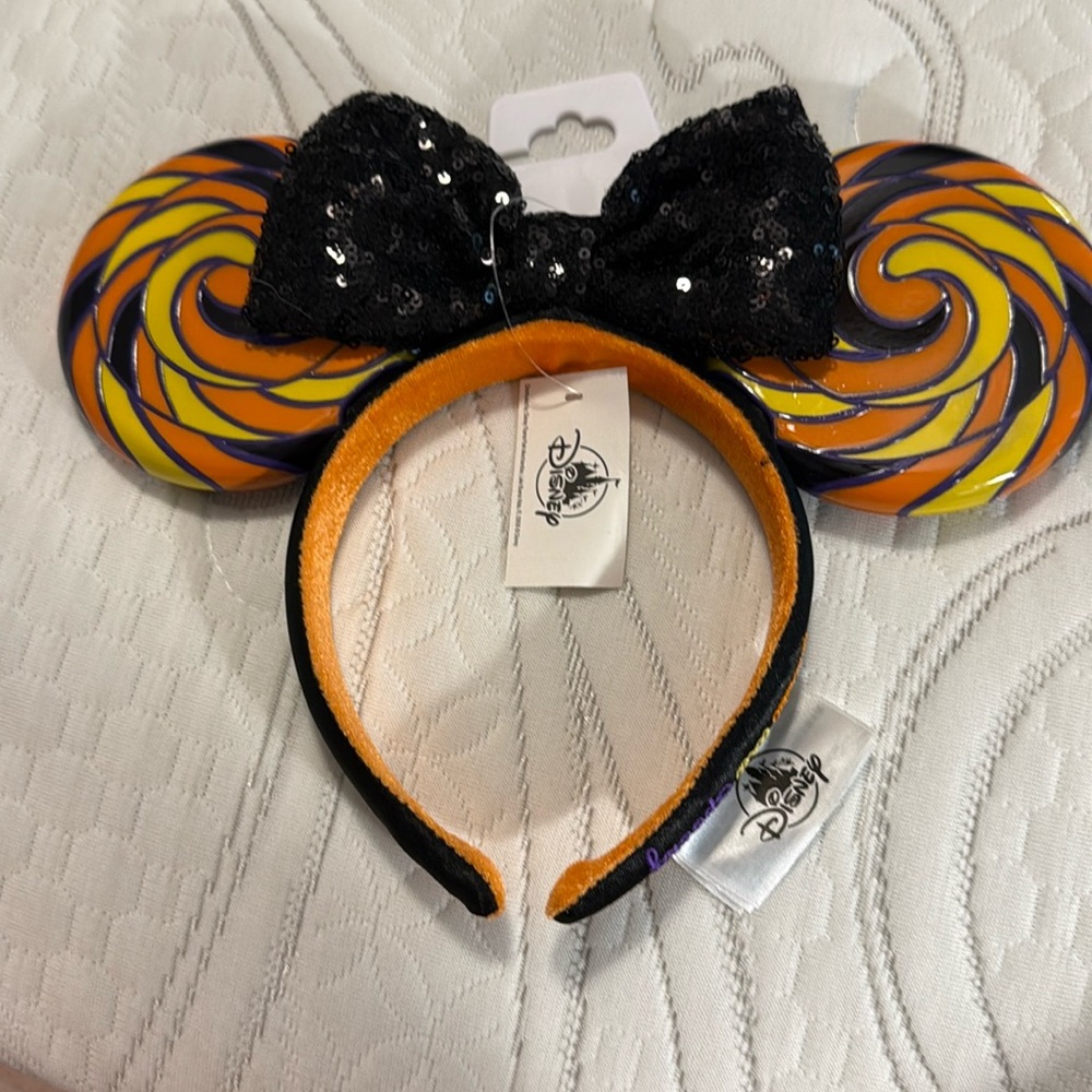 Disney Women's Halloween Candy Swirl Minnie Mouse Ears Headband NWT
